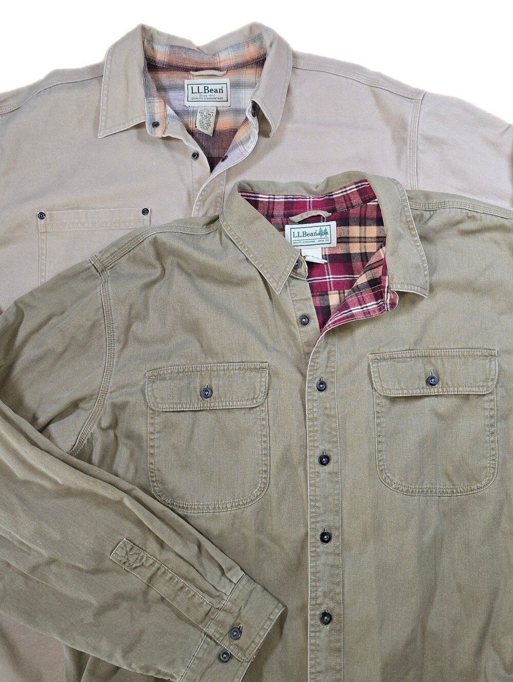 LL Bean Flannel Lined Hurricane Shirt Men's 2XLT Shacket Utility Casual Lot Of 2